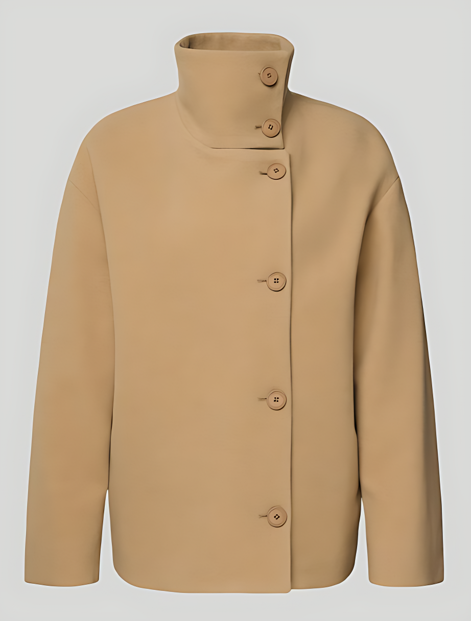 Manteau en Laine à Col Montant