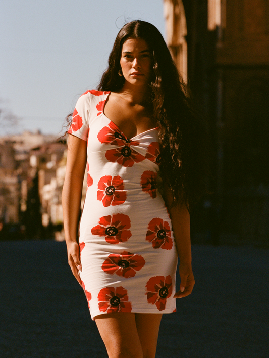 Robe Moulante Fleurie | Viscose | Silhouette Ajustée