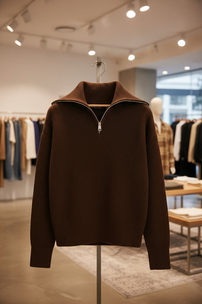 Pull Femme | Demi-Zip Et Col Montant | Idéal Pour L’automne Et Les Looks Superposés