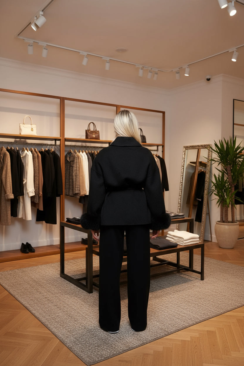 Manteau Femme | Tissus Haut De Gamme | Élégant Avec Effet Fourrure | Pour Les Journées Fraîches