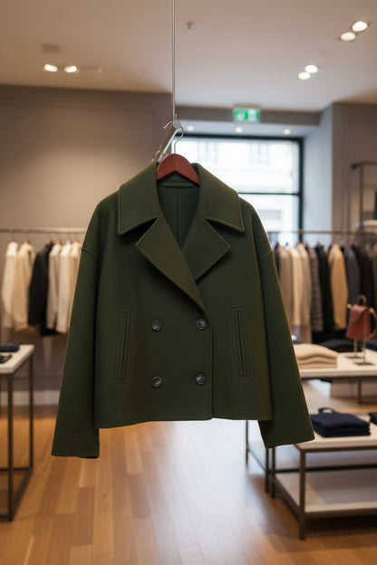 Manteau court à double boutonnage – style moderne
