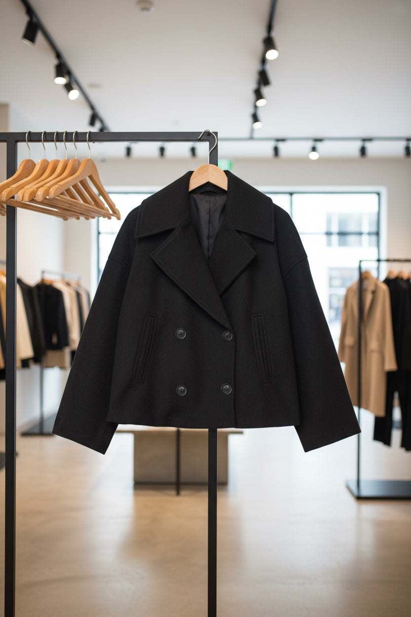 Manteau court à double boutonnage – style moderne