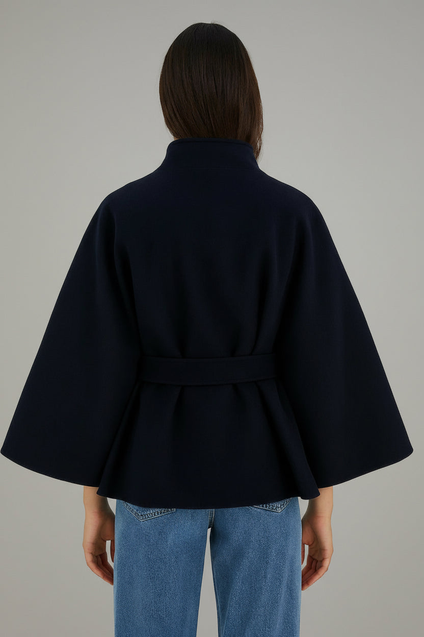 Cape Femme | Avec Ceinture Et Col Montant | Élégante Et Fluide Pour Hiver Stylé