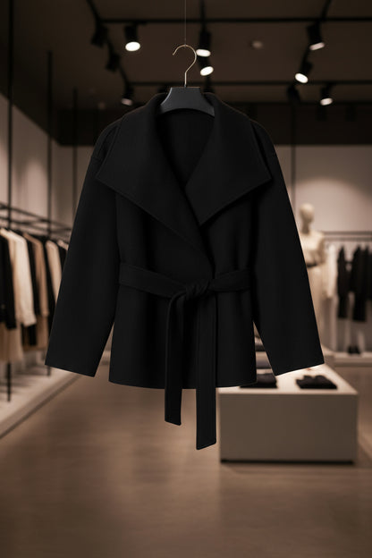 Veste Ceinturée Femme | Laine Et Polyester | Élégante Et Chaude | Parfaite Pour Les Journées D’Automne