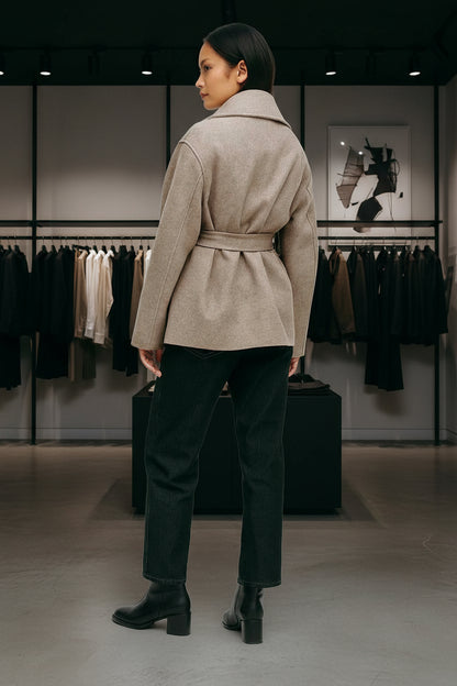 Veste Ceinturée Femme | Laine Et Polyester | Élégante Et Chaude | Parfaite Pour Les Journées D’Automne