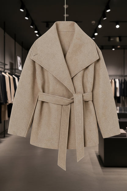 Veste Ceinturée Femme | Laine Et Polyester | Élégante Et Chaude | Parfaite Pour Les Journées D’Automne