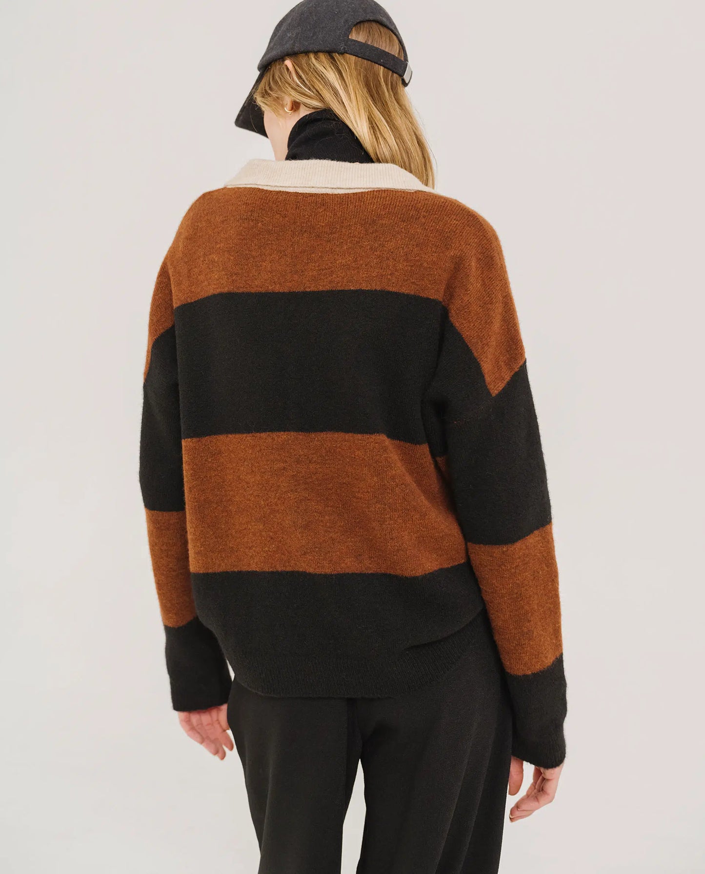 Pull Femme | Maille à Rayures | Col Zippé Style Sportif Chic et Décontracté