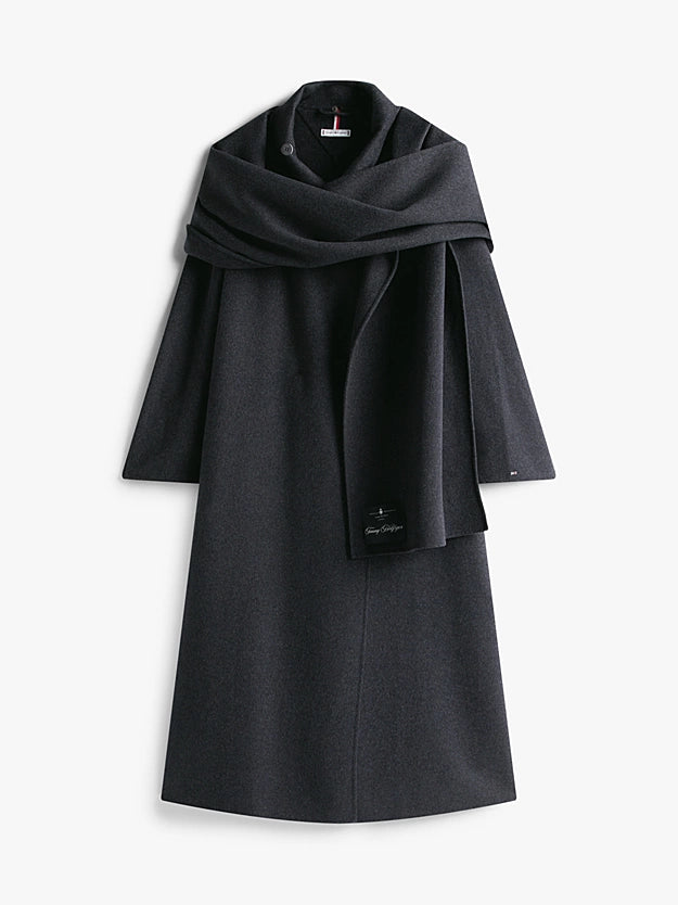 Manteau Long Drapé Ceinturé