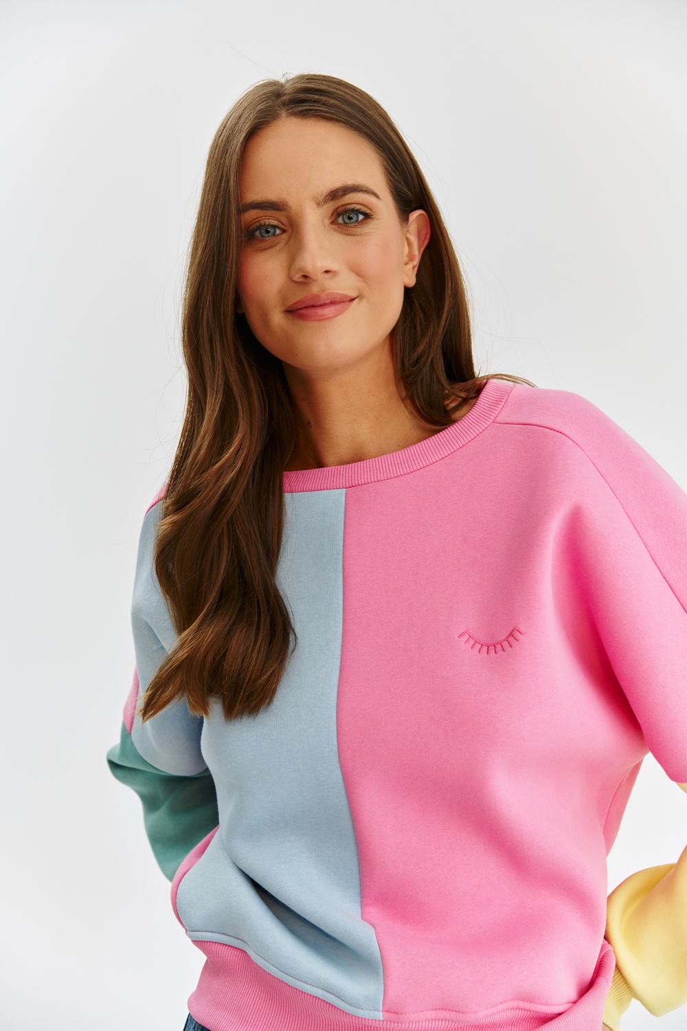 Sweat En Coton Et Polyester | Colorblock Pastel Décontracté | Coupe Confortable Et Tendance | Parfait Pour Égayer Vos Looks Du Quotidien