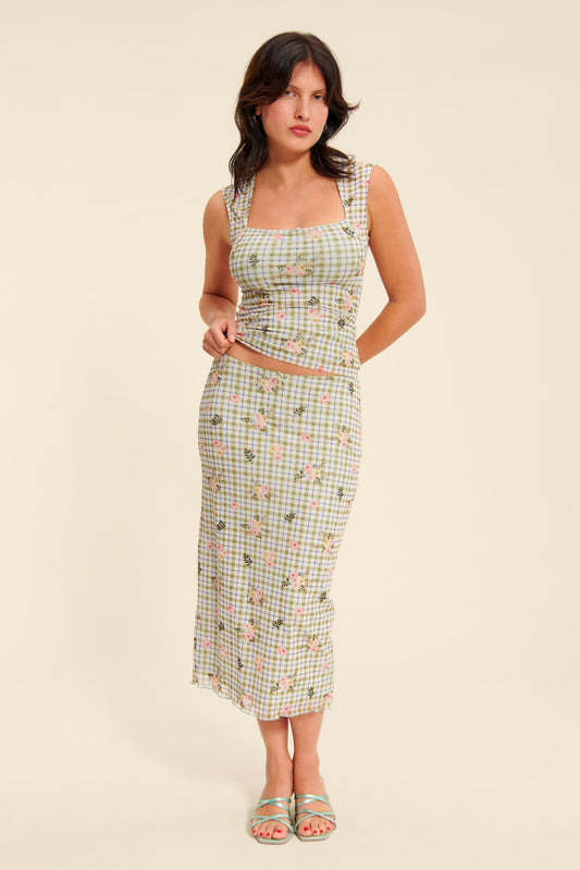 Jupe Midi | Imprimé Fleuri Et Élégante | Chic Et Polyvalente | Pour Journées Ensoleillées