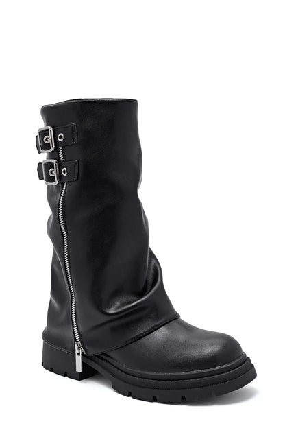 Bottes Femme | Cuir Vegan Noir | Style Rock Urbain | Confort & Engagement