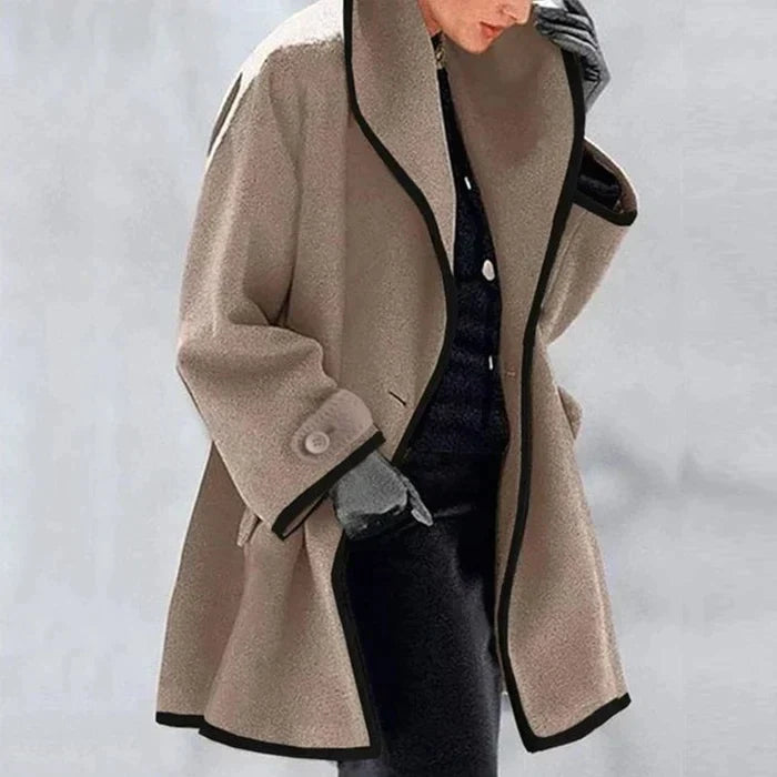 Manteau Femme | Coupe Ample Et Élégante | Violet Avec Finitions Contrastées Pour L’Hiver