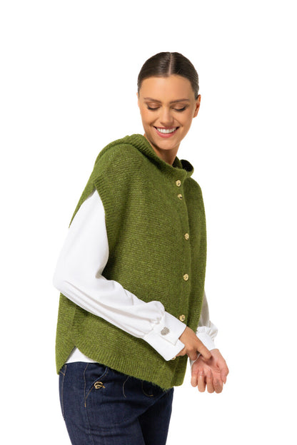 Cape Maille Boutonnée | Sans Manches avec Capuche | Idéale pour la Mi-Saison