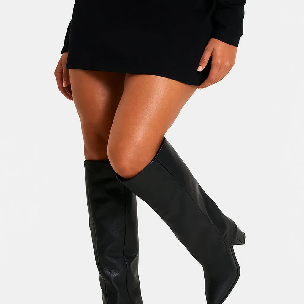 Bottes Femme | Hautes Noires Élégantes | Parfaites pour Bureau, Soirée ou Look Minimaliste