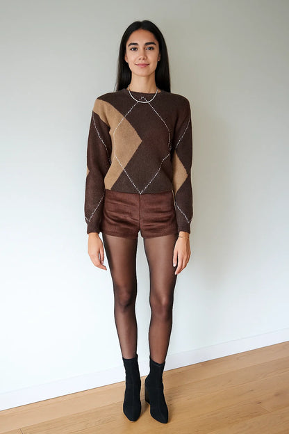 Pull Femme Losanges | Laine & Mohair | Élégant, Chaud et Tendance