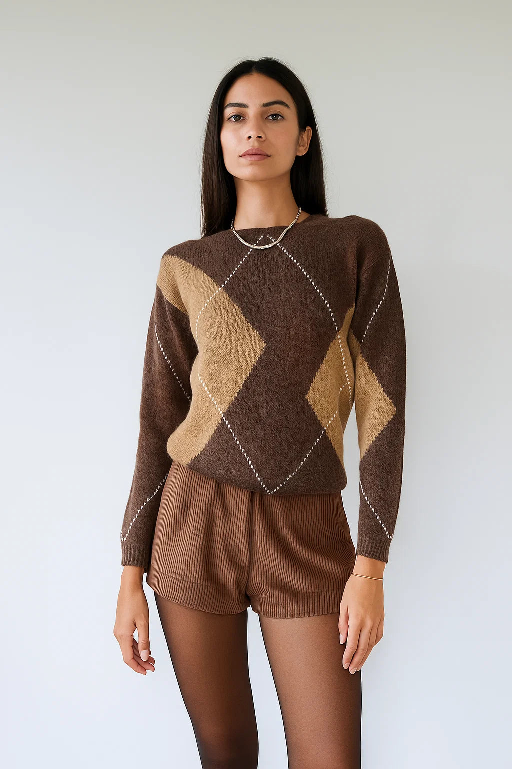 Pull Femme Losanges | Laine & Mohair | Élégant, Chaud et Tendance