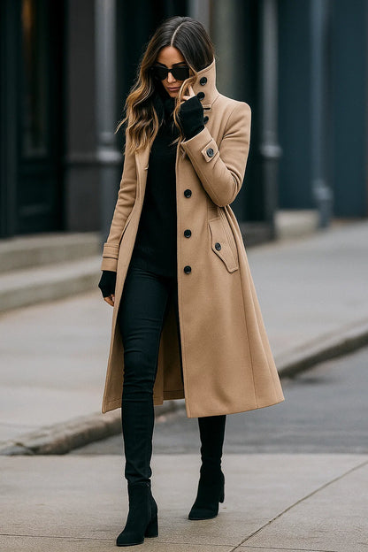 Manteau Femme | Long Et Cintré | Élégant Et Chaud | Parfait Pour l’automne Et l’hiver