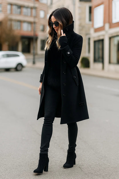 Manteau Femme | Long Et Cintré | Élégant Et Chaud | Parfait Pour l’automne Et l’hiver