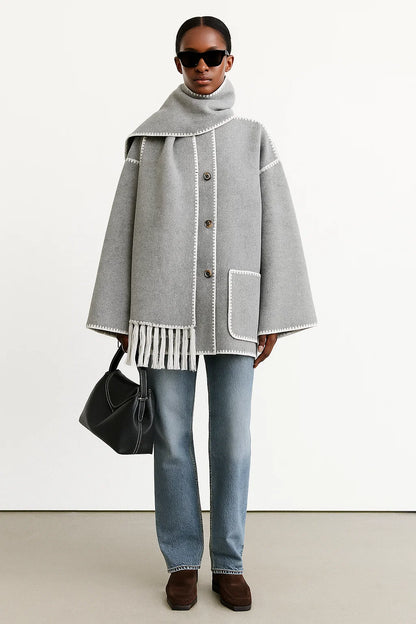 Cape Femme | Design Contrasté Élégant | Coupe Ample Et Moderne | Parfaite Pour l’automne Et l’hiver