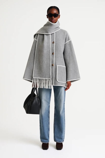 Cape Femme | Design Contrasté Élégant | Coupe Ample Et Moderne | Parfaite Pour l’automne Et l’hiver