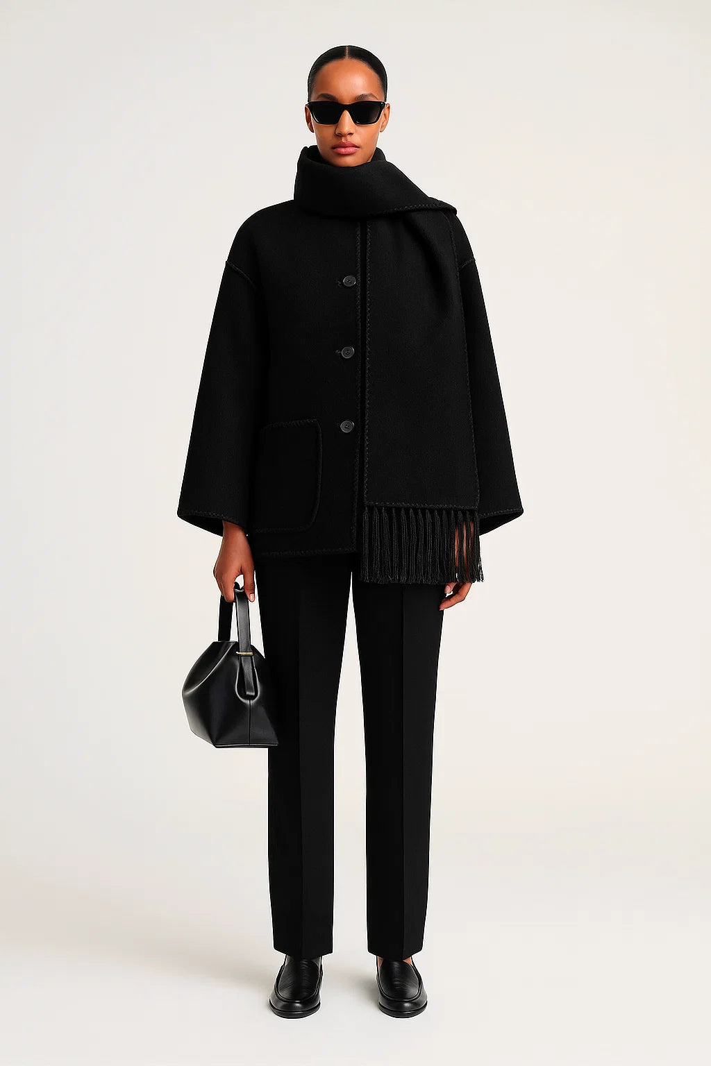 Cape Femme | Design Contrasté Élégant | Coupe Ample Et Moderne | Parfaite Pour l’automne Et l’hiver