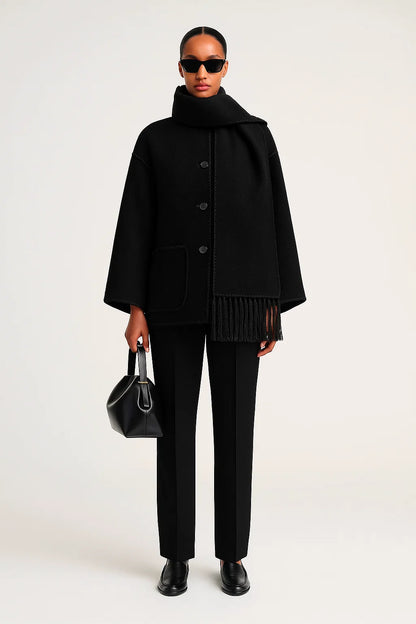 Cape Femme | Design Contrasté Élégant | Coupe Ample Et Moderne | Parfaite Pour l’automne Et l’hiver