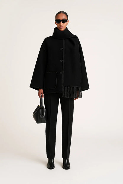 Cape Femme | Design Contrasté Élégant | Coupe Ample Et Moderne | Parfaite Pour l’automne Et l’hiver