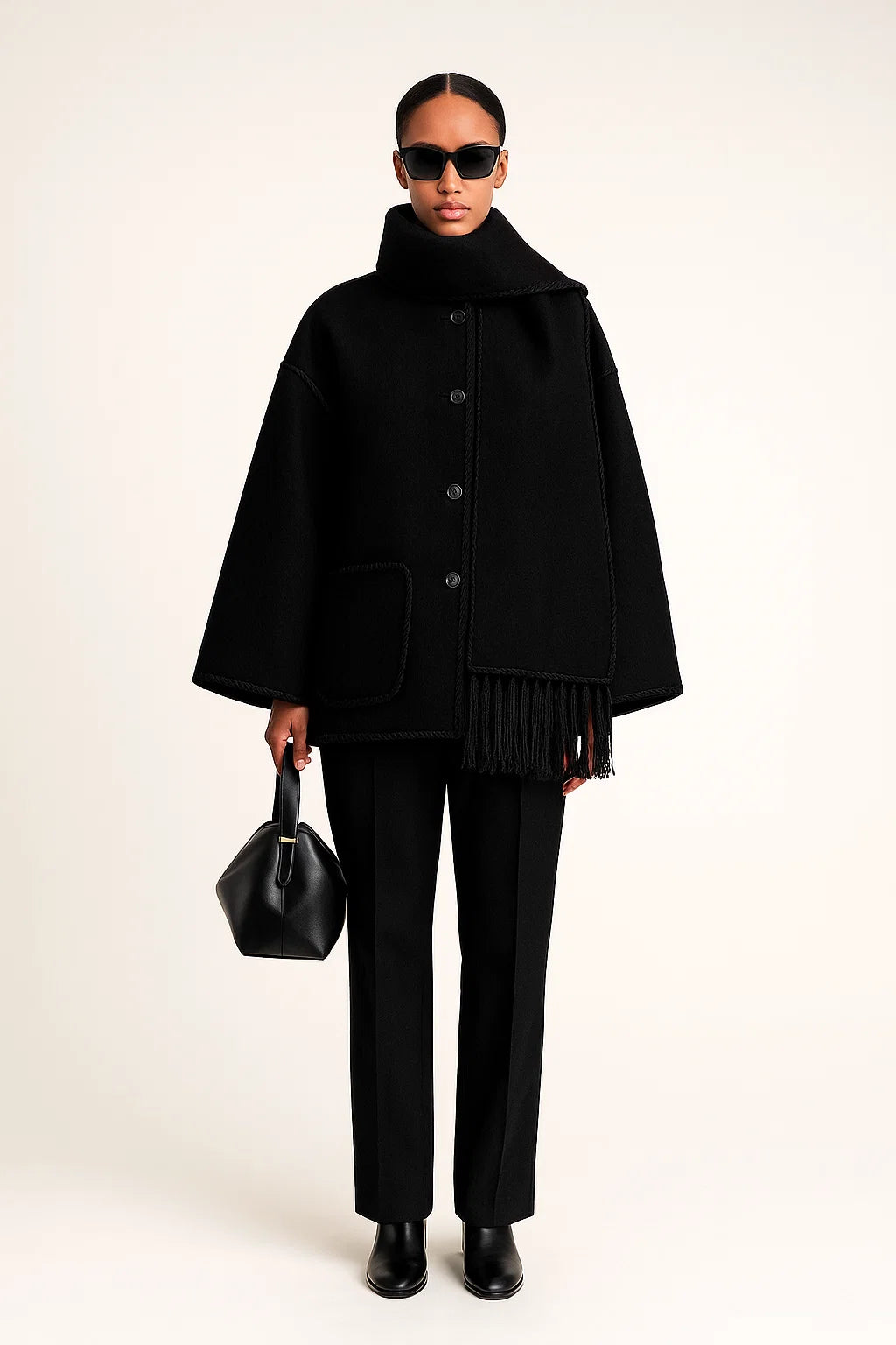 Cape Femme | Design Contrasté Élégant | Coupe Ample Et Moderne | Parfaite Pour l’automne Et l’hiver