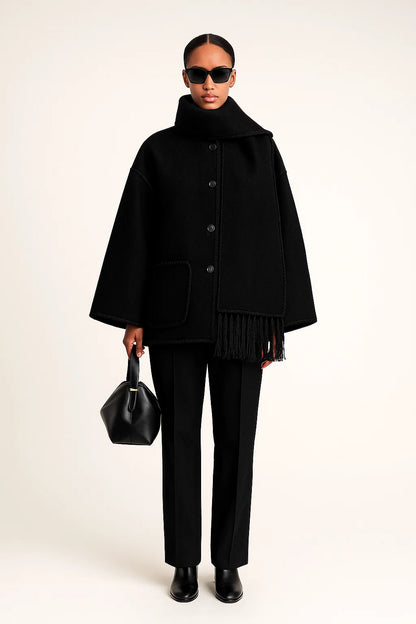 Cape Femme | Design Contrasté Élégant | Coupe Ample Et Moderne | Parfaite Pour l’automne Et l’hiver