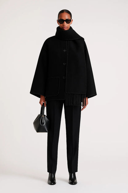 Cape Femme | Design Contrasté Élégant | Coupe Ample Et Moderne | Parfaite Pour l’automne Et l’hiver