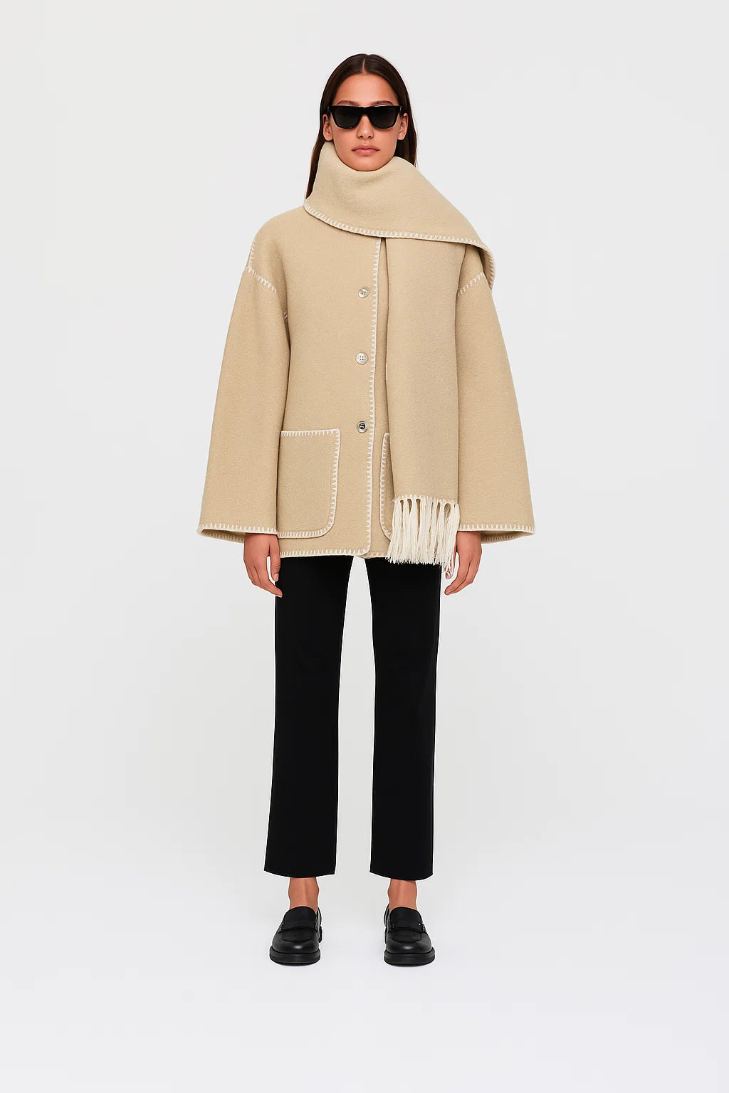 Cape Femme | Design Contrasté Élégant | Coupe Ample Et Moderne | Parfaite Pour l’automne Et l’hiver