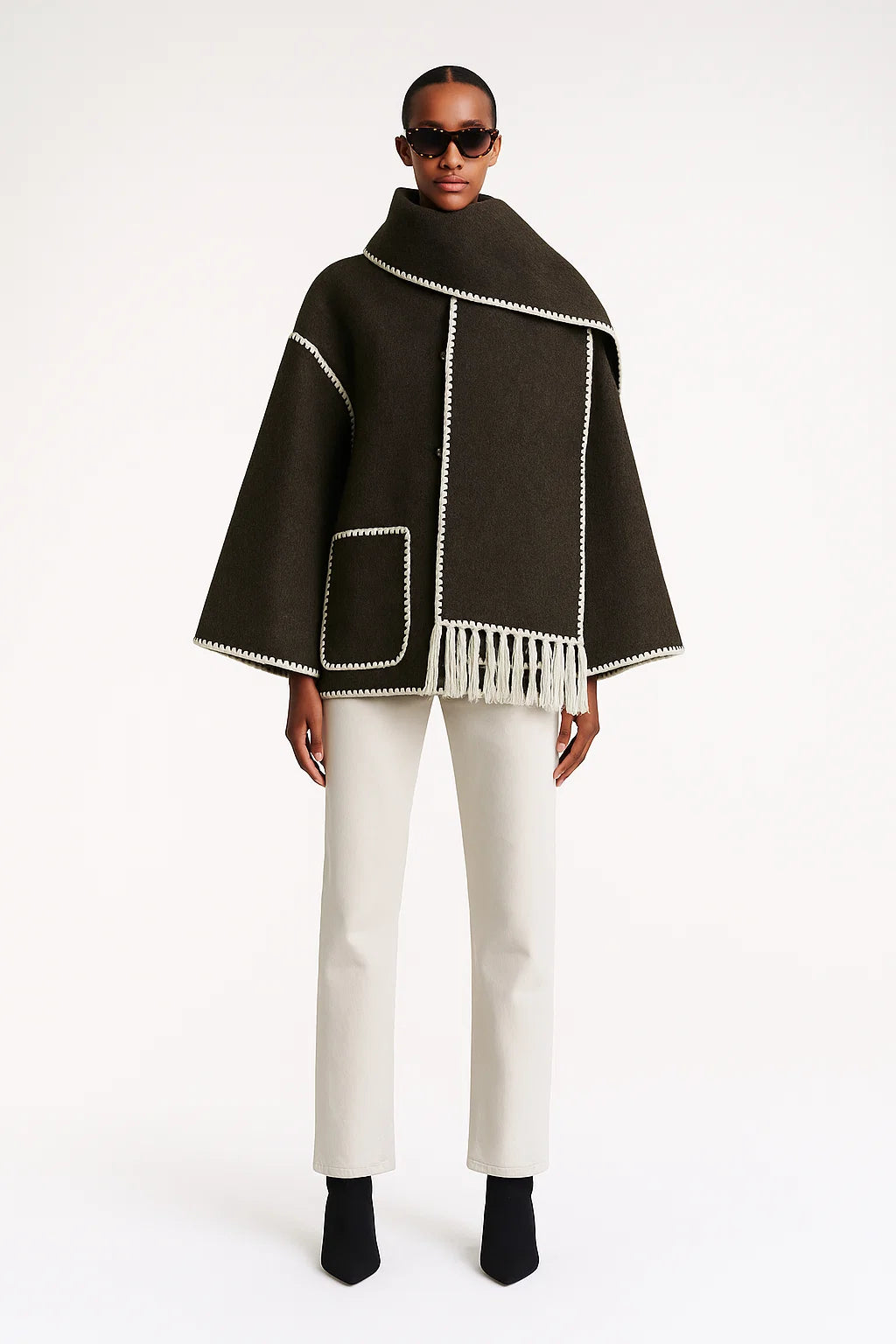 Cape Femme | Design Contrasté Élégant | Coupe Ample Et Moderne | Parfaite Pour l’automne Et l’hiver