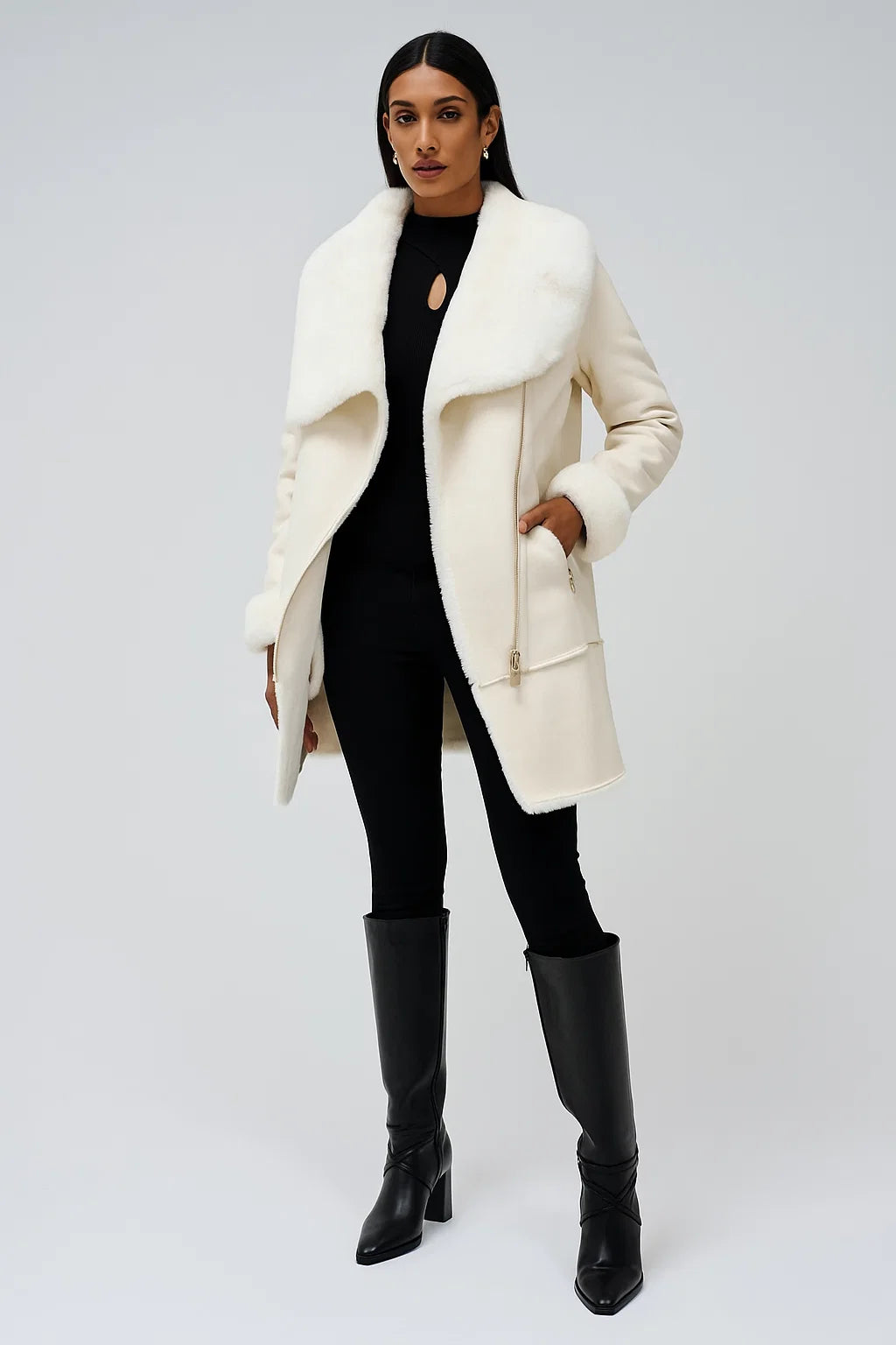 Manteau Femme | Col Fausse Fourrure | Chaud Et Élégant | Idéal Pour Les Jours Froids D’hiver