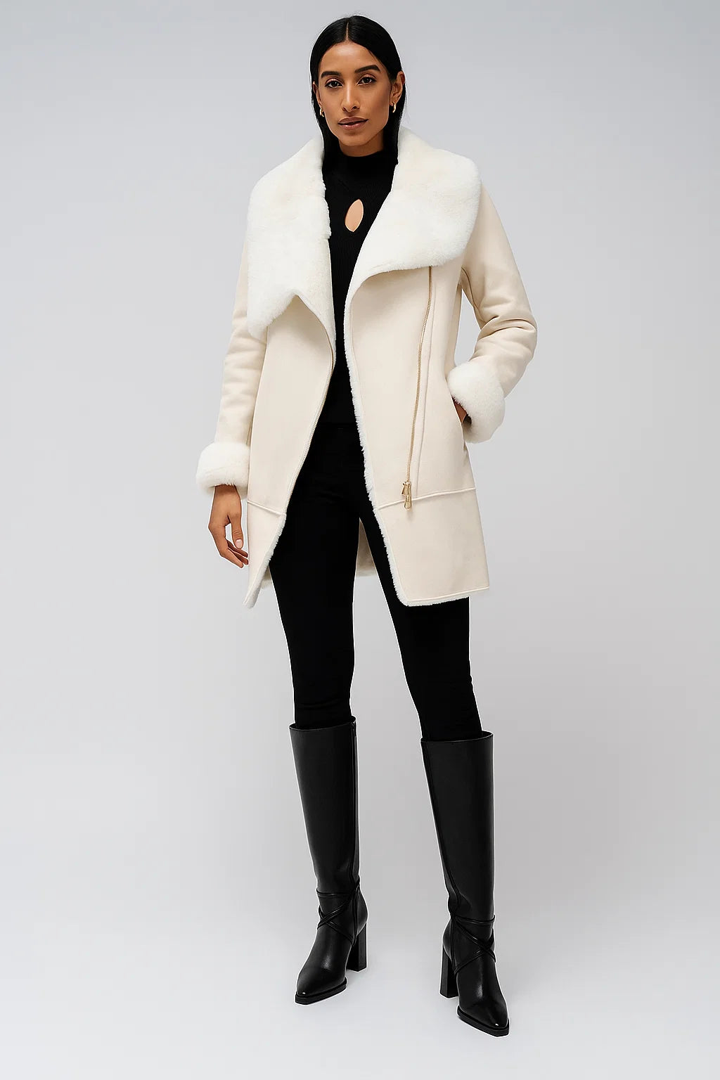 Manteau Femme | Col Fausse Fourrure | Chaud Et Élégant | Idéal Pour Les Jours Froids D’hiver