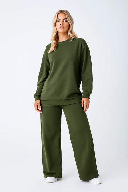 Ensemble Femme Décontracté | Sweat Oversize & Pantalon Large | Confort Coton & Polyester