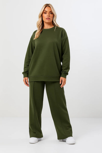 Ensemble Femme Décontracté | Sweat Oversize & Pantalon Large | Confort Coton & Polyester