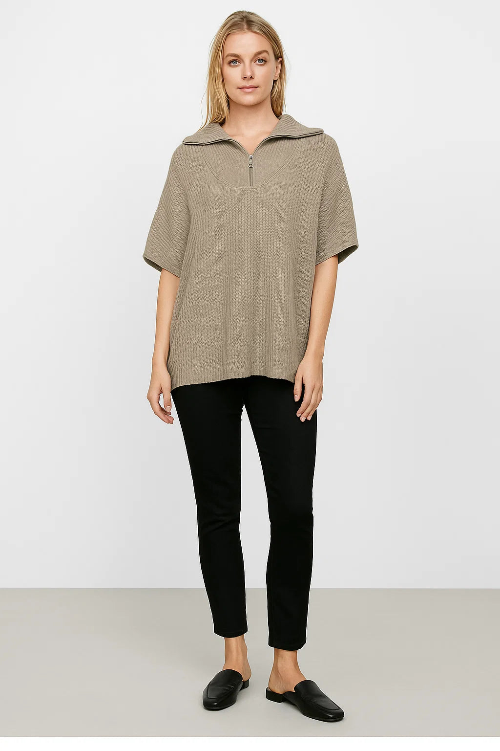 Poncho Zippé Femme | Acrylique | Maille Douce | Style Décontracté et Élégant