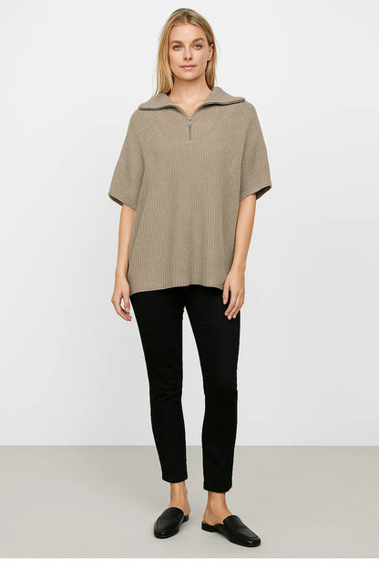 Poncho Zippé Femme | Acrylique | Maille Douce | Style Décontracté et Élégant