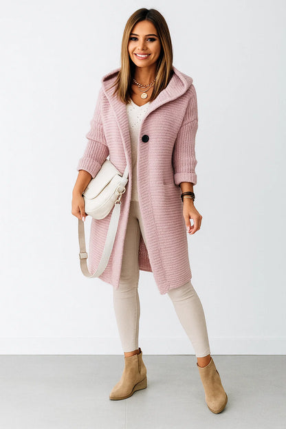 Cardigan Femme | Long Et Doux En Maille Polyester | Avec Capuche Pour Look Décontracté Et Chaleureux