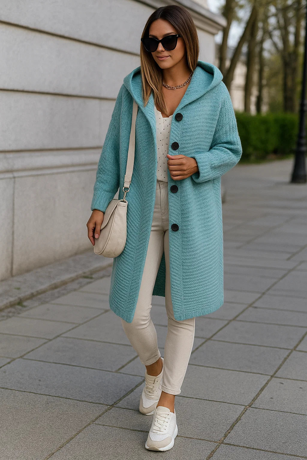 Cardigan Femme | Long Et Doux En Maille Polyester | Avec Capuche Pour Look Décontracté Et Chaleureux