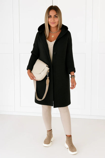 Cardigan Femme | Long Et Doux En Maille Polyester | Avec Capuche Pour Look Décontracté Et Chaleureux