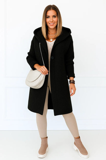 Cardigan Femme | Long Et Doux En Maille Polyester | Avec Capuche Pour Look Décontracté Et Chaleureux