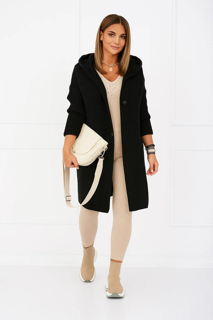 Cardigan Femme | Long Et Doux En Maille Polyester | Avec Capuche Pour Look Décontracté Et Chaleureux