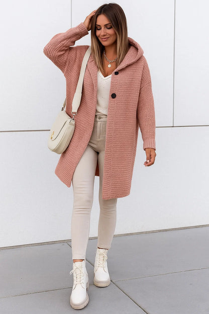 Cardigan Femme | Long Et Doux En Maille Polyester | Avec Capuche Pour Look Décontracté Et Chaleureux