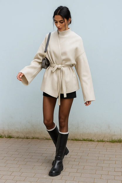 Veste Femme | Coupe Oversize Ceinturée | Élégante Et Moderne Pour La Mi-Saison