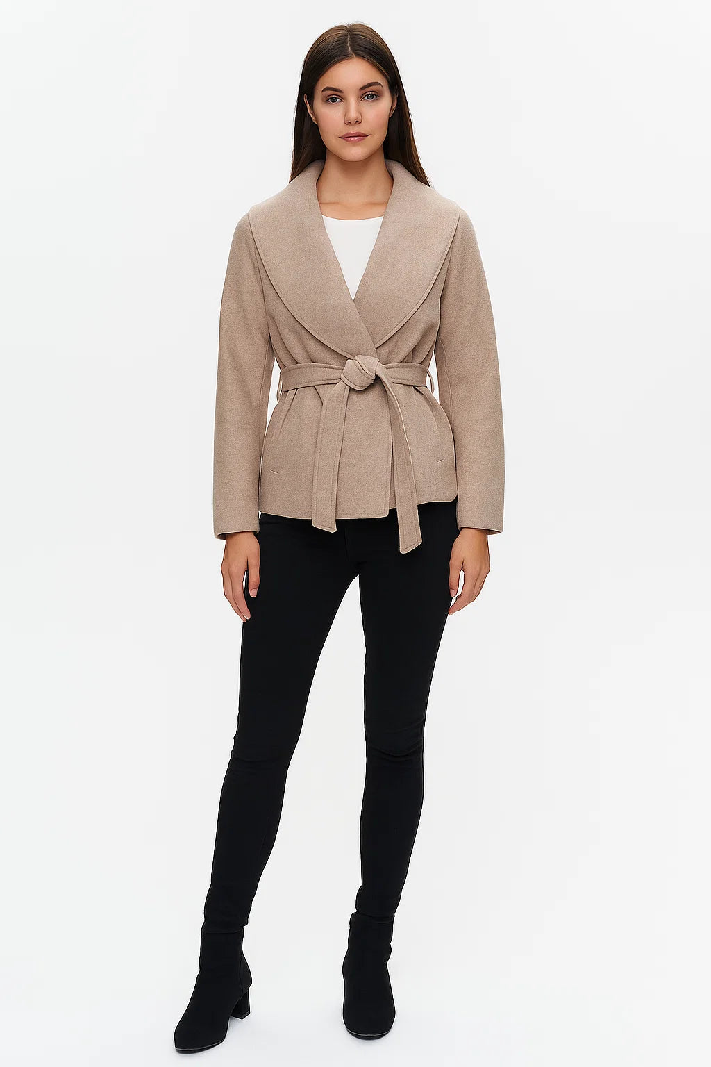 Veste Femme | Col Drapé & Ceinture | Élégante Et Écoresponsable