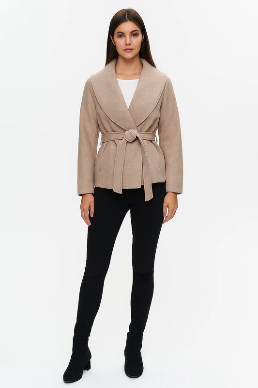 Veste Femme | Col Drapé & Ceinture | Élégante Et Écoresponsable