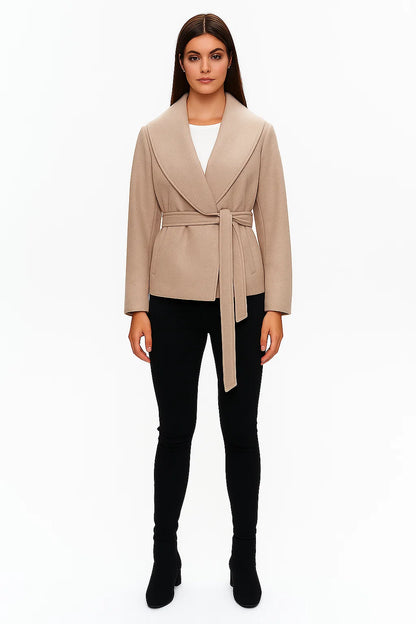 Veste Femme | Col Drapé & Ceinture | Élégante Et Écoresponsable