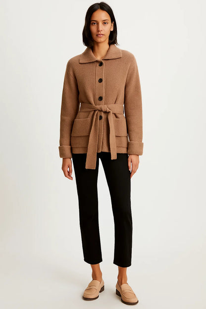 Veste Femme | Cachemire Et Laine Douce | Élégante Et Ceinturée | Look Confortable Et Chic Pour l’Hiver