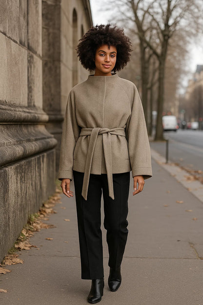 Manteau Court | Ceinturé Et Élégant | Parfait Pour Les Looks Urbains De Mi-Saison